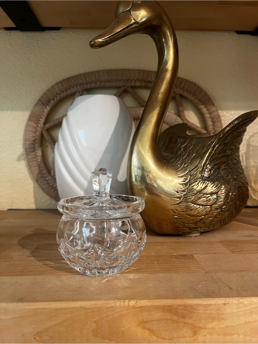 Crystal Cut Clear Glass Lidded Relish Dish